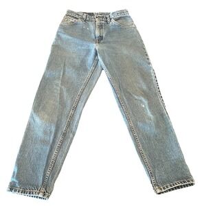 Vtg 90s Levi's 950 Relaxed Tapered Leg Jeans 9 Juniors Denim Cotton Orange Tab